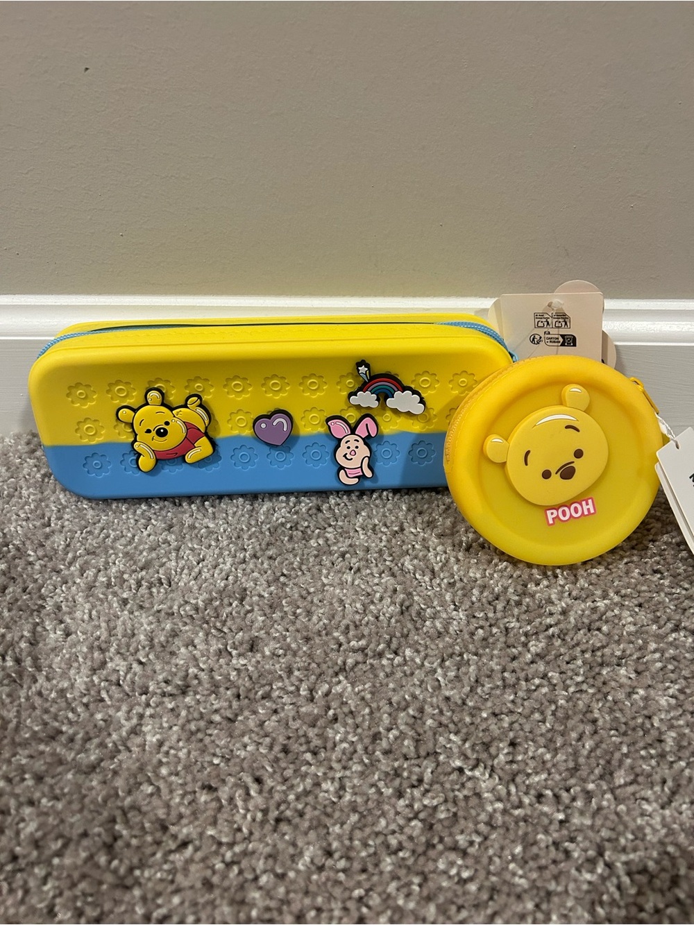 Disney Winnie the Pooh Yellow & Blue Pencil Case and Coin Pouch Set - NWT